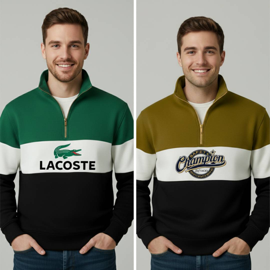 Men's Half Zipper Full Sleeve Sweatshirt 2pcs Combo